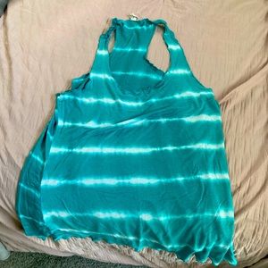 Blue and white tank top worn four times